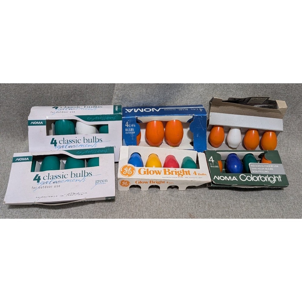 Noma GE Vintage C7 C9 Christmas Replacement Light Bulbs Lot 24ct Multicolor Good